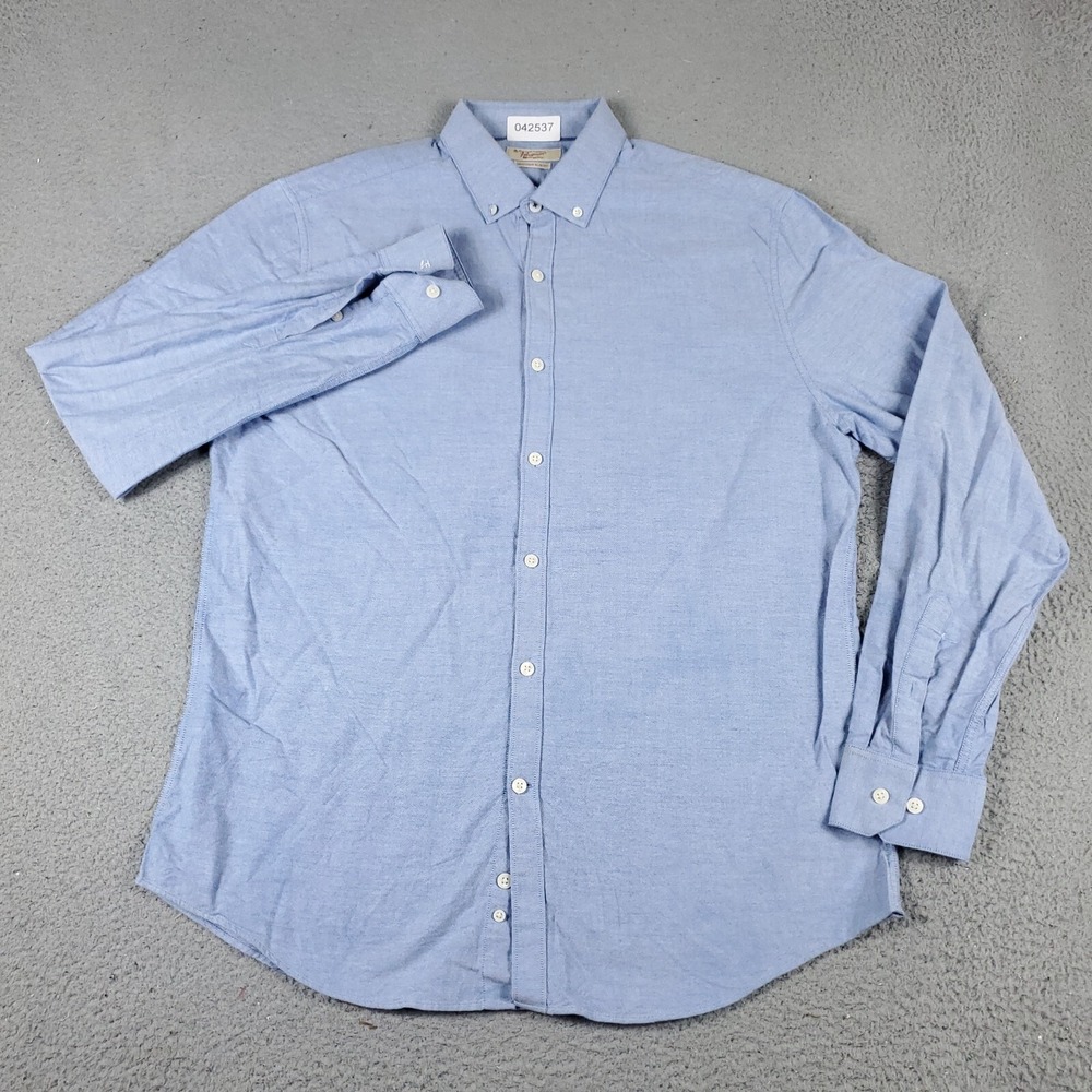 Original Penguin Mens 16 Blue Dress Shirt Heritage Slim Fit Long Sleeve Stained